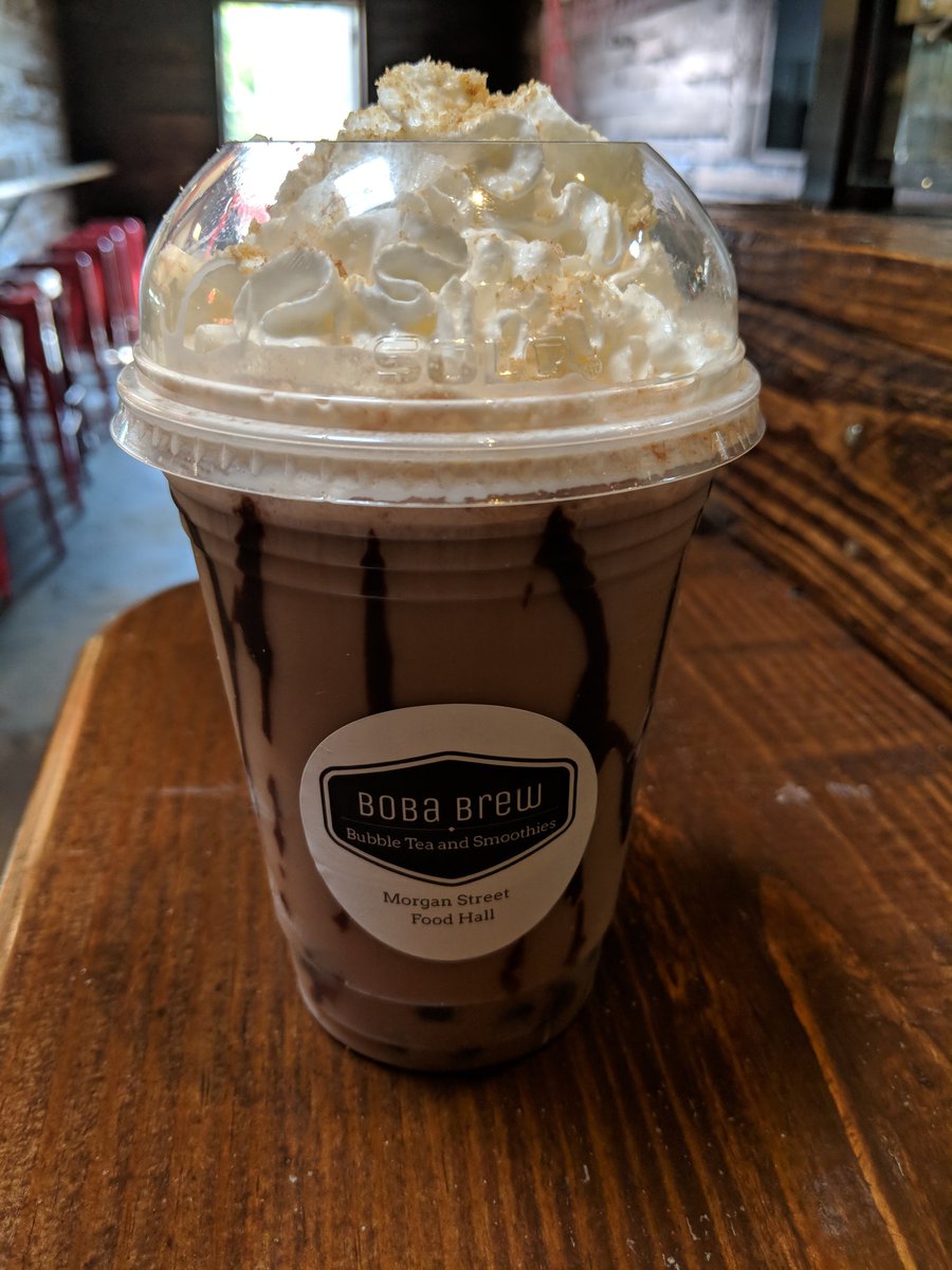 bobabrewnc's tweet photo. Come down to Boba Brew @MorganStFoodhll for our end of summer S'mores bubble tea !!!!! Or our NC State Howler hibiscus tea #GoPack #dtr #bubbletea #cityofoaks #raleighnc #smoothies #NCState #exploringthetriangle #raleigheats #trifoodies #raleighfoodpics #bobasquad https://t.co/TIRDmEkJdH