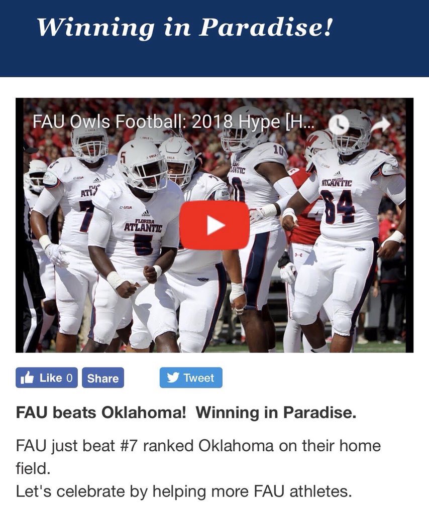 SomeonesAnIdiot's tweet photo. Florida Atlantic’s website thought they won a game they lost by 7 touchdowns

(H/T @OldTakesExposed) #FAU https://t.co/KOJtkRELOe