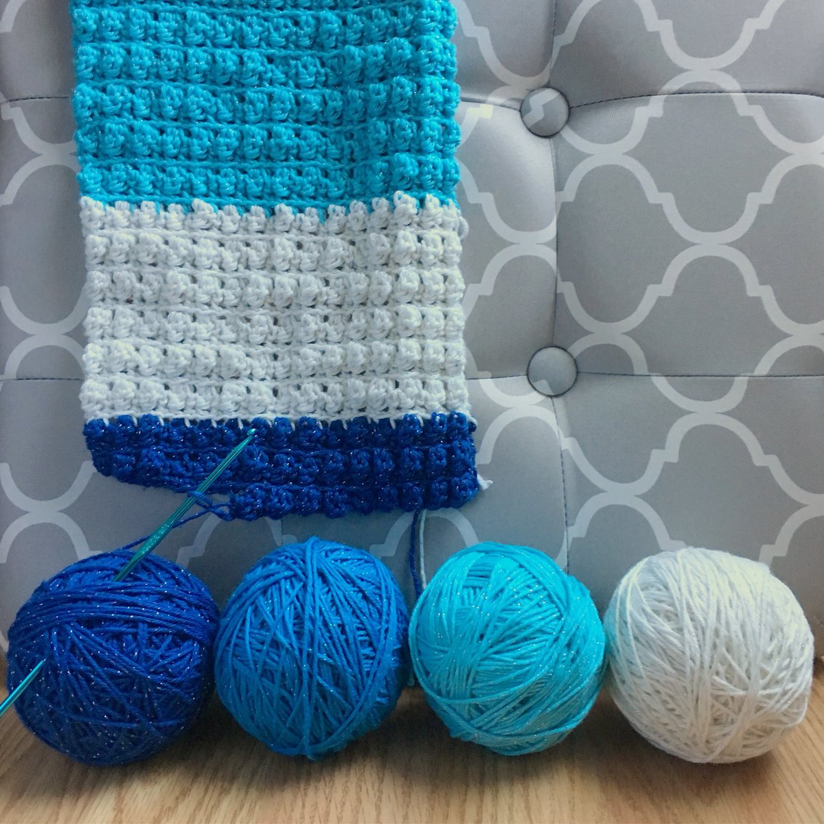 New project #crochet #scarf #bluepattern