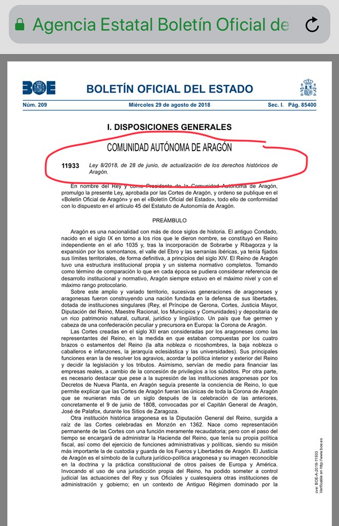 JACS_JaumeACS's tweet photo. La ‘Ley de actualización de los derechos históricos de Aragón’ (BOE 29 ago) diu q els ‘Decretos de Nueva Planta’ van abolir les institucions del ‘Reino de Aragón’ “por derecho de conquista” de Felipe V 

I els catalans no podem ni dir que som una Nació !?

https://t.co/MAqGdWyzdm https://t.co/dNIaLE9gZ2