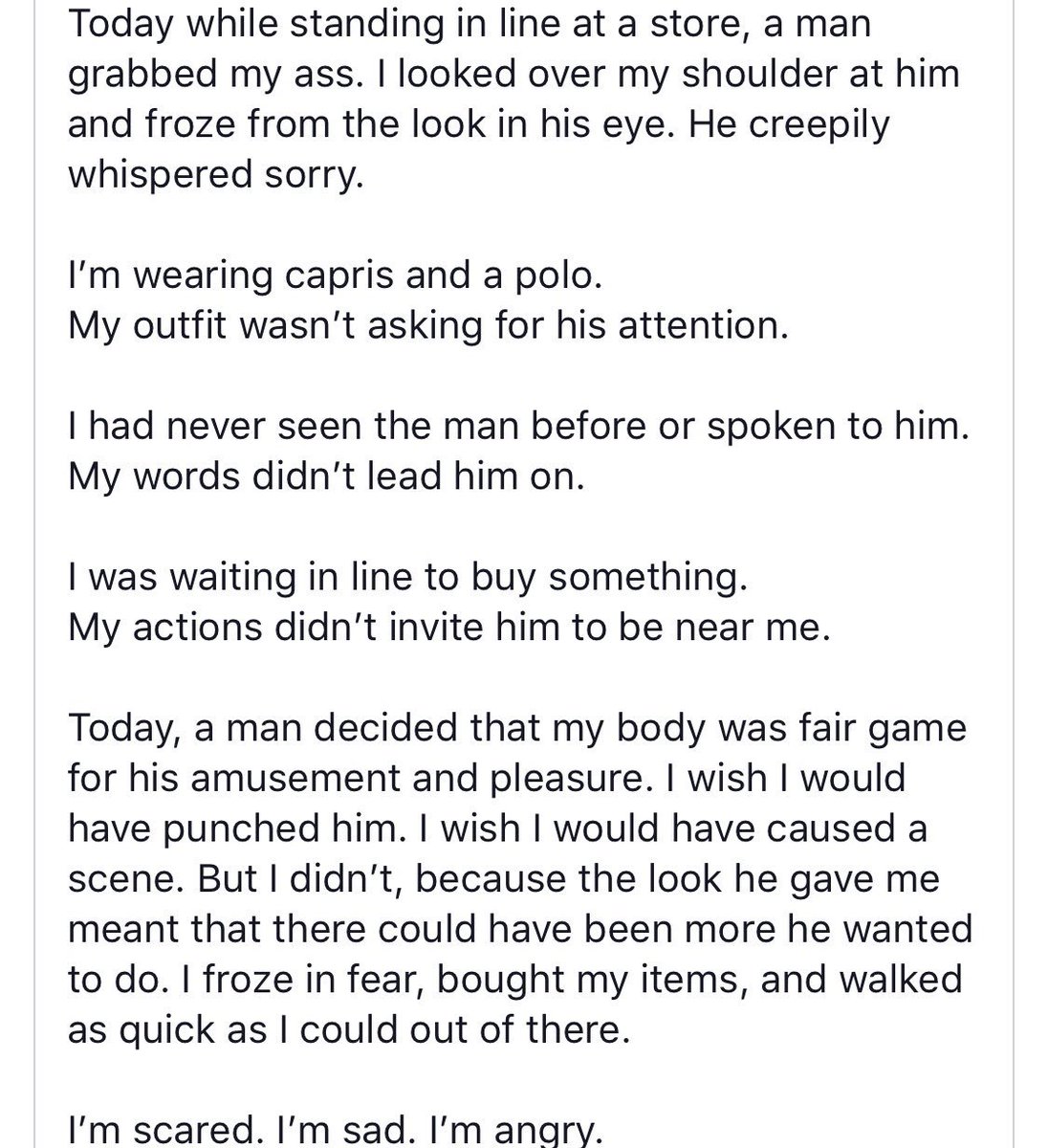 GiaMarieCooper's tweet photo. This happened to my best friend today. This is why we speak out for women to be safe, no matter where they are or what they wear. Stop touching women. https://t.co/pzLnIR1VwS