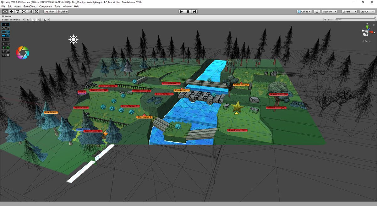 jeo77's tweet image. For #screenshotsaturday : Not an in-game shot, but this is our shaders making it fun to work in @unity3d&apos;s scene view. The project name is also WobblyKnight right now. #shaderdev #indiedev