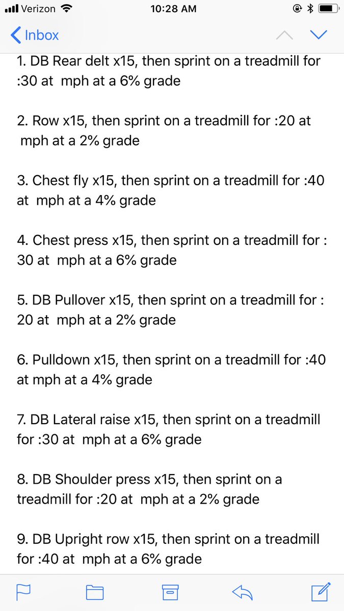 CTbow's tweet photo. Shoutout to Coach Ham for my September 1 workout! #FitFall
Treadmill sprint & arms-repeat 3x ππΌ https://t.co/rGvWNklJ1B