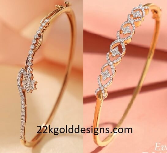 Simple Gold Diamond Bangles from Parnicaa - South India Jewels | Sterling  silver diamond bracelets, Silver diamond bracelet, Gold bangles design