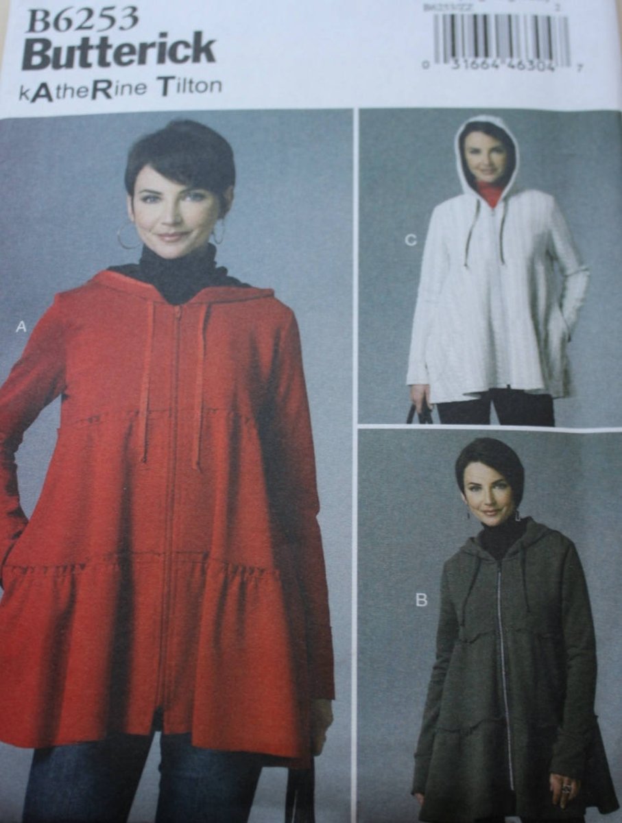 sueforgetmenot's tweet image. Butterick B6253  Katherine Tilton Misses' Hoodie Jacket Sewing Pattern,  Tiered Jacket, Size Lrg, XL, XXL tuppu.net/98f3c32a #Etsy #BluetreeSewingStudio #ZipFrontJacket