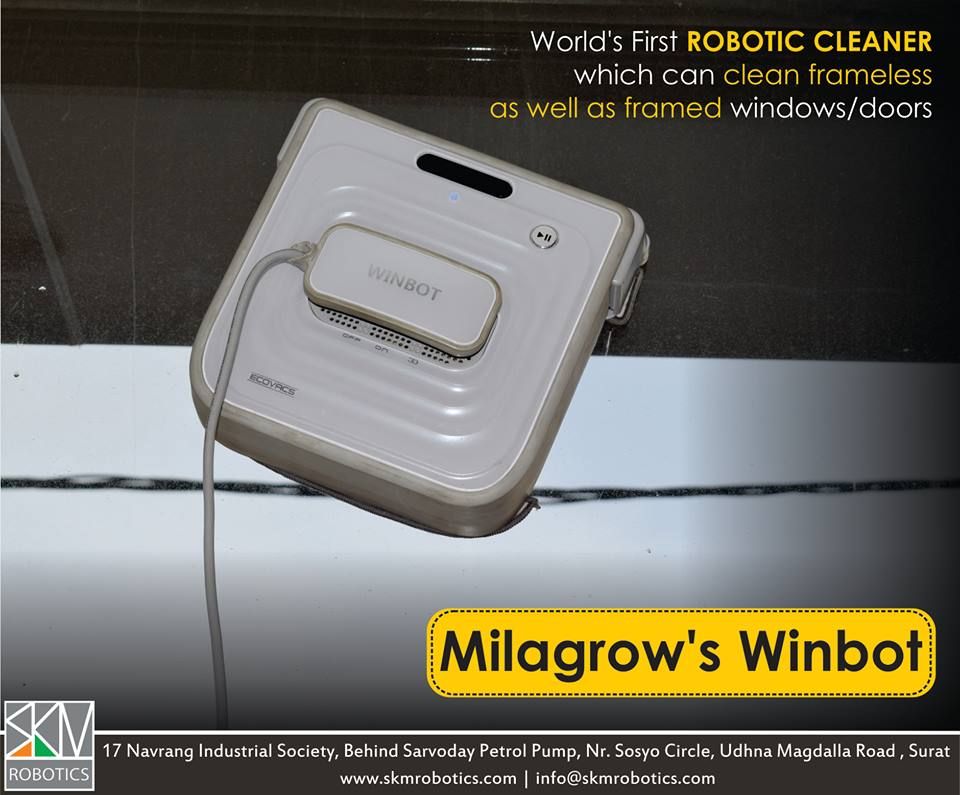skmrobotics's tweet photo. Let Milagrow's Winbot do your window cleanings on Sunday! To get the demo visit https://t.co/o5hO9v8OGG or call us at 0987-999-1190. 
#surat #clean #cleanliness #Swaachbharat https://t.co/tzO940VXdO