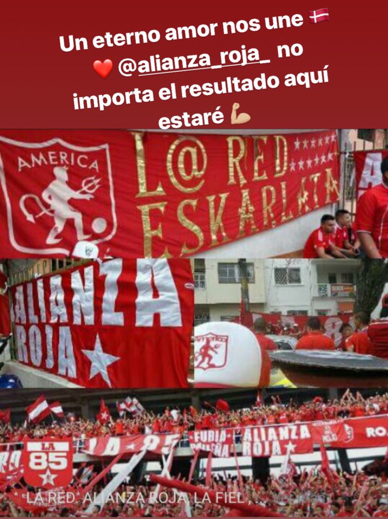AlianzaRojaAR's tweet photo. Un eterno amor nos une @AmericadeCali aquí estará siempre tu hinchada!! #GAMEOVERJuntaDirectiva https://t.co/l5fH8pGNK5