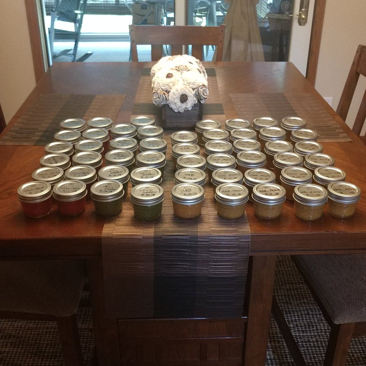 First round of hot sauces are being sent out this week. I have habanero mango, habanero peach, spicy green, and Jala-Hiem. Looking g forward to doing a mild green, tobasco, and Chipotle batch next week. #hotsauce