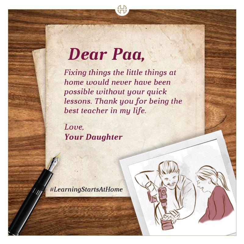HOHExclusive's tweet image. Broken pipes or fused bulbs? Dad&apos;s plumbing and electrical lessons always come to our rescue. What&apos;s the one lesson you learnt from your Dad that you will also be grateful for? #LearningStartsAtHome