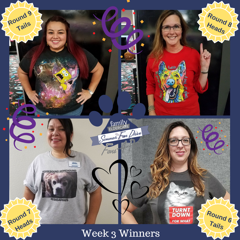 familyeldercare's tweet photo. Hold on to your catnip 😽 people we have the Week 3 Winners of our #Fans4Paws Pawsome T-Shirt Contest!! 👏🧡🐾 #SummerFanDrive #FansAND #7000fans https://t.co/YQbiWIlak2