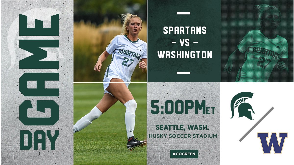 MSU_wsoccer's tweet photo. ‼️ GAME DAY ‼️

📍 Seattle, Wash.
🏟 Husky Soccer Stadium
🕐 5:00 P.M. ET
🆚 Washington
📺 https://t.co/fCOF6KldFC
📊 https://t.co/WOEIgwmQAH 

#GoGreen ⚽️💚 https://t.co/KoRfLjsZ49