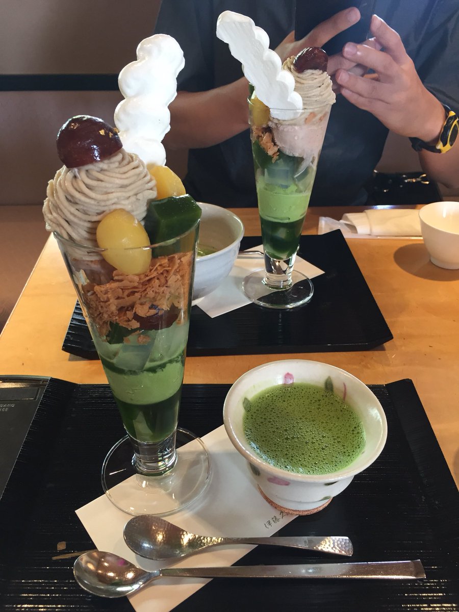 su1ca's tweet photo. 抹茶モンブランパフェ😍しあわせ〜✨#伊藤久右衛門 https://t.co/QsUPuuaT49
