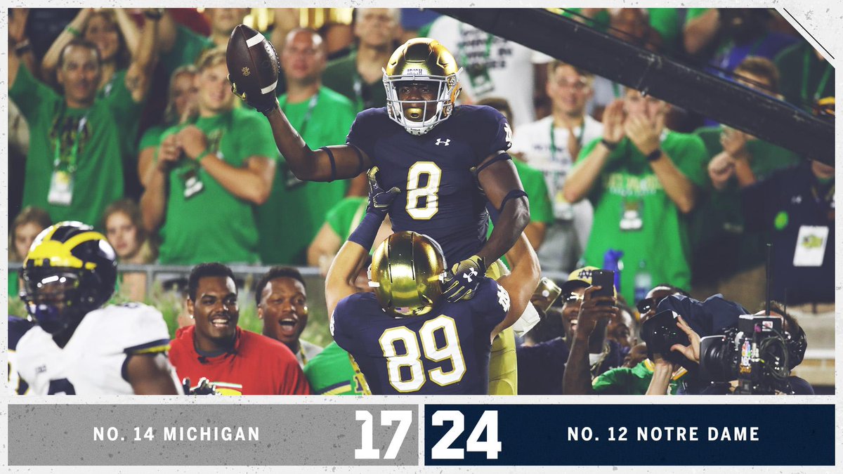 ESPNCFB's tweet image. .@NDFootball kicks off its season with a win over Michigan ☘️