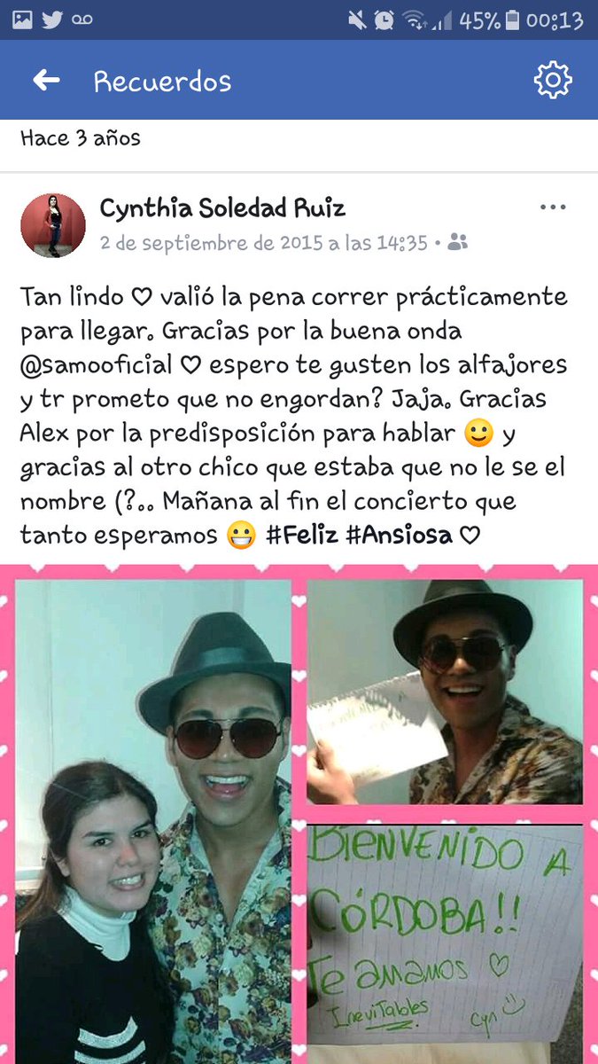 Cyn_LPAT's tweet photo. @SAMOALLSTAR Hermoso recuerdo 😍 volve a Córdoba 💙 seguimos esperando el asado y te prometemos mas alfajores 😂 tus #Sobrenaturales te esperamos ♡ https://t.co/RYGpfngF2U