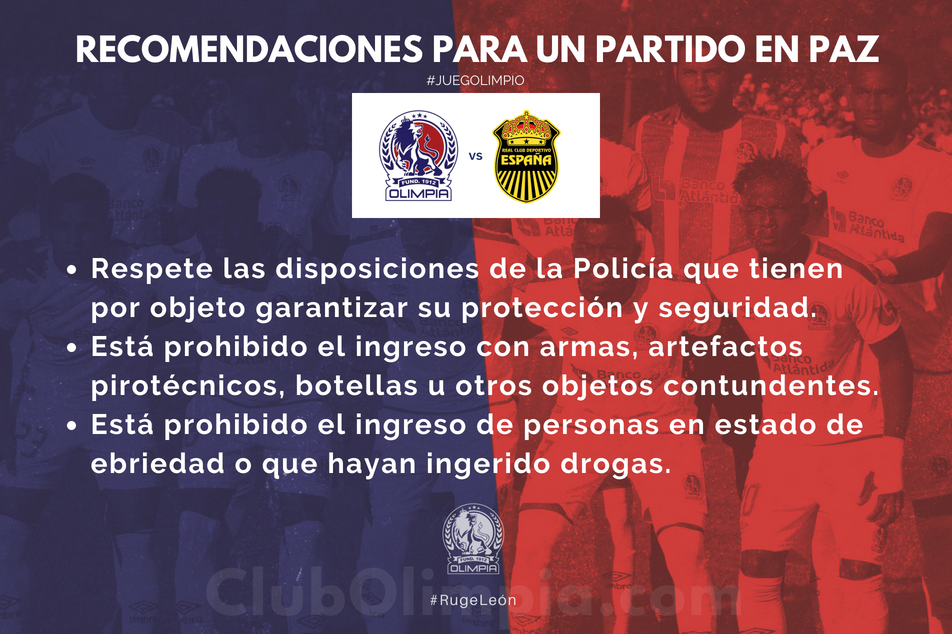 ¡Vivamos un partido en paz! 💪#RugeLeón
 
🏳 #JuegoLimpio #Concacaf #Honduras