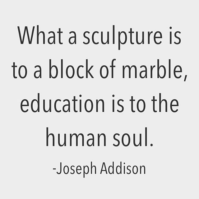 Reposting @axtschmiede:
What a sculpture is to a block of marble, education is to the human soul.
-Joseph Addison .
.
.
#quotes #motivation #quote #inspiration #quoteoftheday #motivationalquotes #linkinbio👆 #followme #supportnewauthors #dailyquotes #inspirational #quotestoliveby