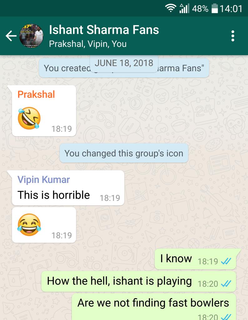 Happy Birthday this is all we can do create a group and named it Ishant Sharma Fans 