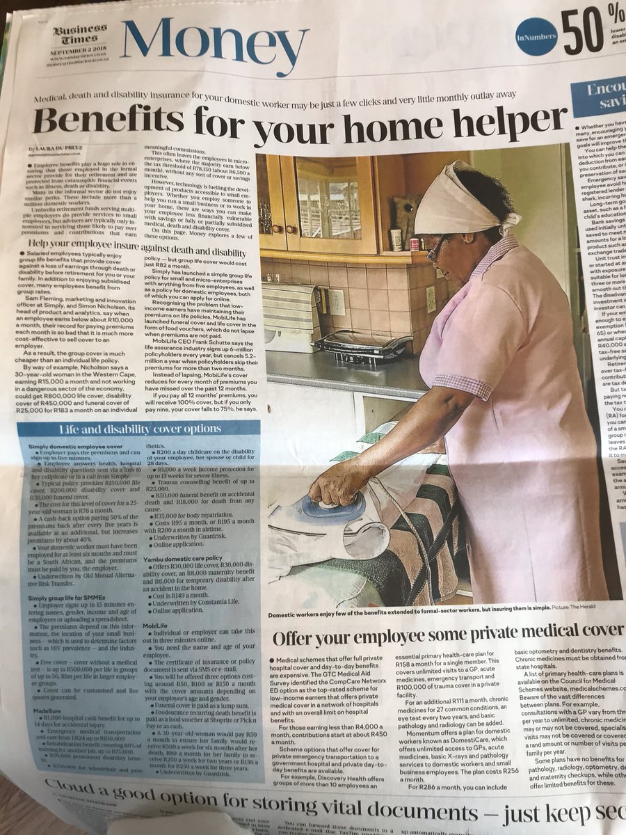 Simply_co_za's tweet photo. Simply in @SundayTimesZA today #SimplyGroup #SimplyDomestic #LifeInsuranceForAll https://t.co/Uwa7FTJ3Rs