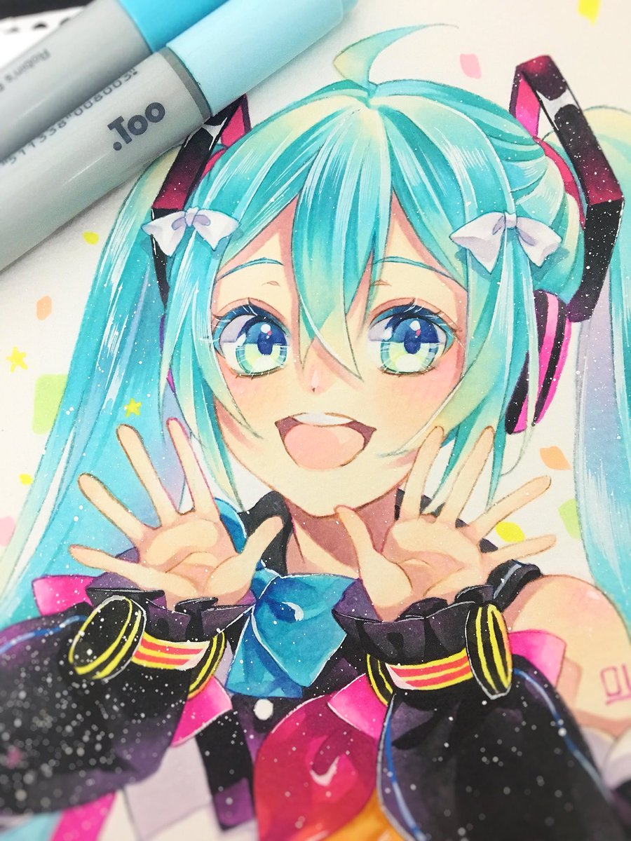 初音ミク 「ミクちゃん!昨日の中継良かった…?✨
#マジカルミライ2018 」|りーりん@〜4/23 358colors池袋ロフトのイラスト