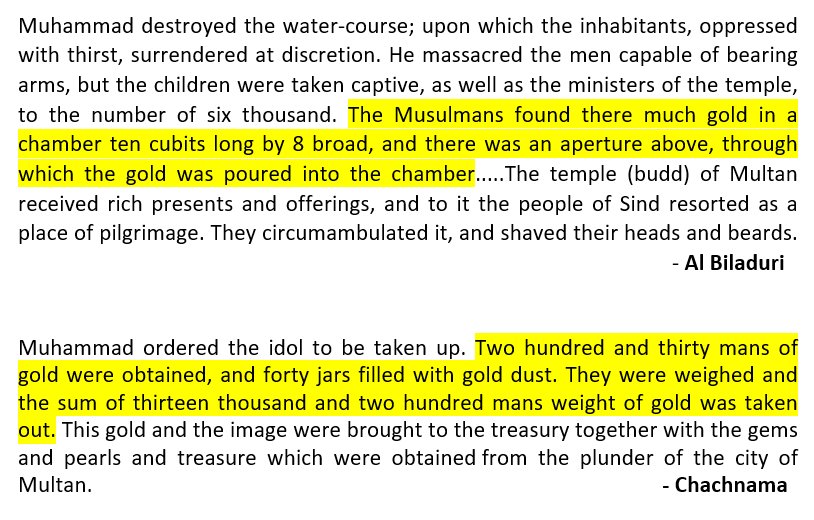 11) Not so long after Hiuen Tsang departed for North India, Multan was conquered by Muhammad Qasim in 712 AD after slaughtering 6000 of its inhabitants and enslaving rest including temple priests. Arab sources talk about the fabulous amount of treasures looted from temple vault.