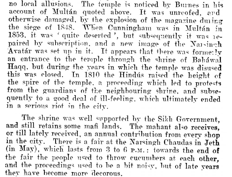 32) In reality however while not much is known about its ancient history its modern history is certainly turbulent as one can see from the British account below.It however managed to survive because of the imperial patronage of provided by the Sikh rule!