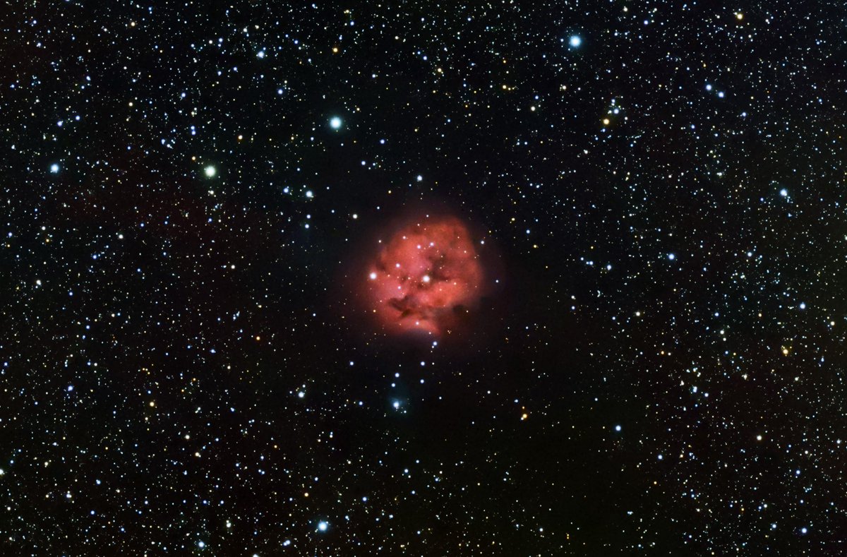 BPSWA's tweet photo. This is IC5146, the Cocoon Nebula in Cygnus. This stellar nursery is about 4000 light years away. The bright star in the center is only about 100,000 years old. This image is almost 19 hours of exposure taken over 5 different nights through 7 different filters (LRGB,Ha,SII,OIII) https://t.co/7J9bm1QFck
