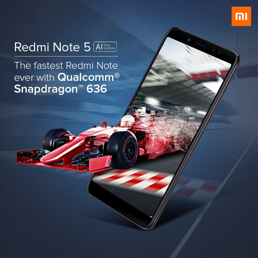 xiaomi_Gcc's tweet photo. The Redmi Note 5 AI boasts a Qualcomm Snapdragon 636 processor, so you get done with things faster. #TheCameraBeast https://t.co/JH1XvqLxK0
