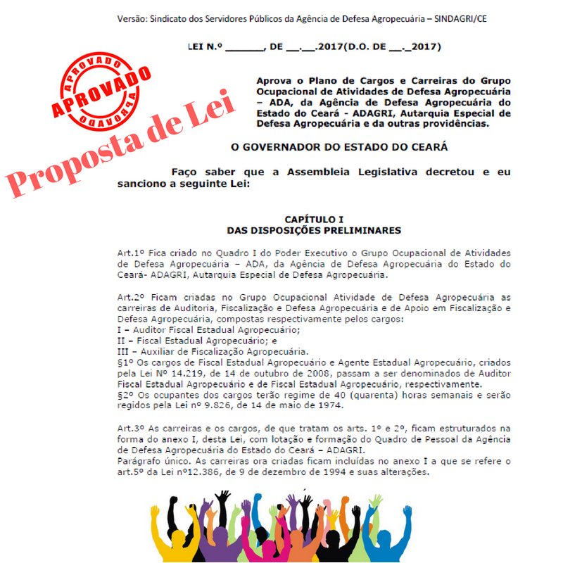 sindagri_ce's tweet photo. O Sindagri informa que, em AGE dos servidores, realizada no dia 29/08, foi aprovada alteração da proposta do PCCS, alterando a carreira de Fiscais para Auditores Fiscais! A proposta será encaminhada à assembleia legislativa e ao Poder executivo para discussões. https://t.co/qWsl9K3zQU