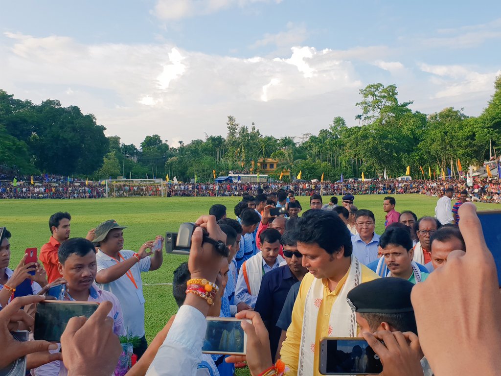 BjpBiplab's tweet photo. Our Government is making extensive efforts to provide the #YuvaShakti of #Tripura a platform to pursue excellence in sports through our mission of #KheloTripura.
Inaugurated the football tournament organised at #Fatikroy in #Unakoti today. #TransformingIndia #KheloIndia https://t.co/4sWZ0OqyOA