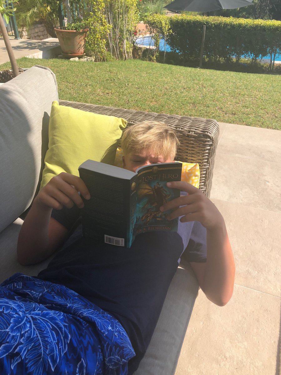 KnightCE's tweet photo. ⁦@Kimpton_Primary⁩ Former Kimpton pupil rediscovering the joy of reading (iPhone at the bottom of the pool 🙄). #KPSreadingchallenge https://t.co/tixZB5FKIT