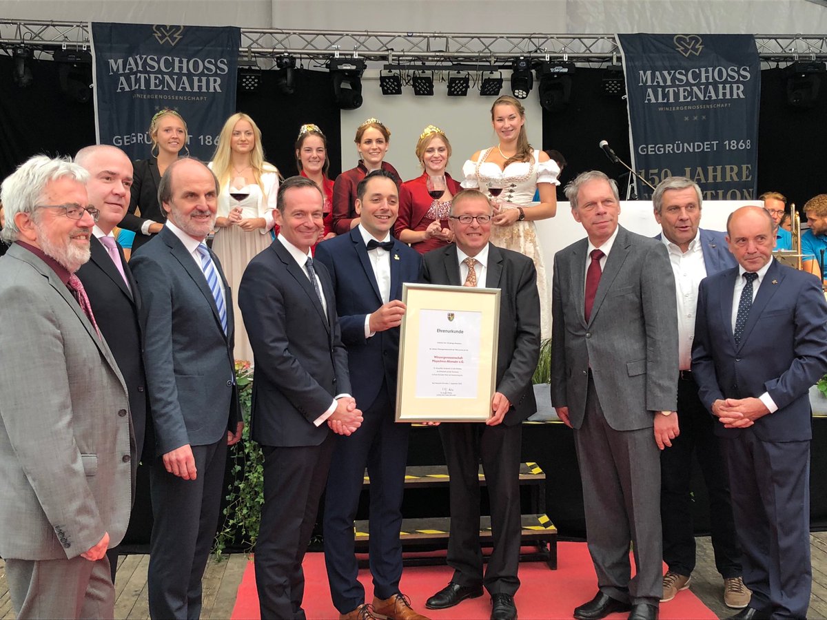 150 Jahre WG Mayschoß Altenahr. ⁦<a href="/Wissing/">Volker Wissing</a>⁩ gratuliert. #Weinkultur