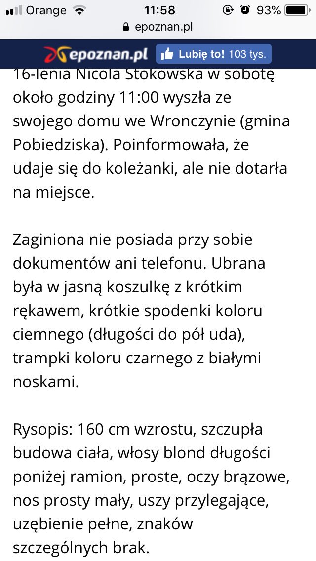 POMOCY! 
zaginęła moja koleżanka, jeśli ktoś coś wie, to błagam, ale zgłoście to gdzieś, boje się o nią 💔