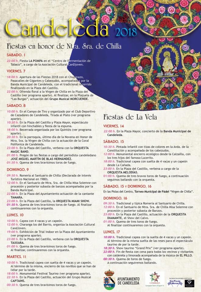 ¡¡¡FIESTAS Y VELA 2018!!! Del 1 al 17 de Septiembre. #Candeleda #Fiestas #VirgenDeChilla #Cultura #Ávila #CyL #CastillaYLeón