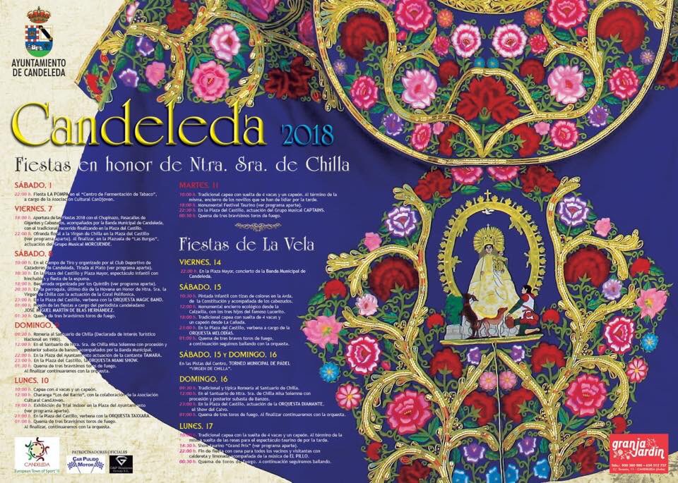 Candeleda_Av's tweet photo. ¡¡¡FIESTAS Y VELA 2018!!! Del 1 al 17 de Septiembre. #Candeleda #Fiestas #VirgenDeChilla #Cultura #Ávila #CyL #CastillaYLeón https://t.co/Cl5eXeW0N0