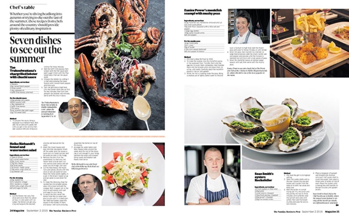 We’ve an extended Chef’s Table in <a href="/sundaybusiness/">Fred</a> today with recipes from Tao from <a href="/SabaDublin/">Saba Dublin</a>, <a href="/eunicepower/">Eunice Power</a>, <a href="/seansmithchef/">seansmith</a>, Alix Gardner from <a href="/dublincookery/">Alix Gardner</a>, Leylie Hayes from <a href="/avocaireland/">Avoca Ireland</a>, <a href="/mervchef/">mervyn steenson</a> and Heiko Riebandt from <a href="/KillarneyPark/">The Killarney Park</a>. No excuses not to cook today! 😀