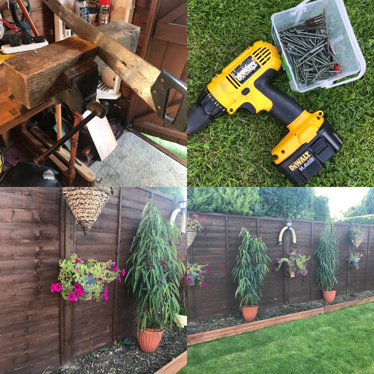 richGUNshow's tweet photo. Fed up with slugs getting to your flowers? Here’s a simple fix..old fence post cut into pot width sections and attached to the fence ✅👍🏻✅ #slugs #flowers #gardening #gardeningtips https://t.co/0kYQaxrMyJ