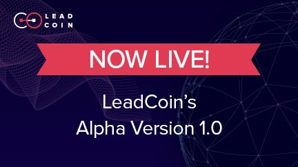 LeadCoinNetwork's tweet image. NOW LIVE! The #leadcoinalpha version 1.0 is now live! We’re #soexcited for this huge #milestone. Join now and earn #LDC tokens. 

leadcoin.network/lp.html

#alpha #blockchain #crypto