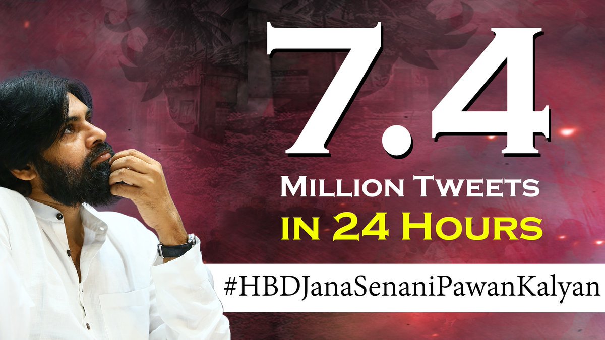 ManobalaV's tweet photo. Here's the final tweet count of #HBDJanaSenaniPawanKalyan - 7.4 Million.👏🏻

#74LakhtweetsOnPSPKBDay #PKBiggestEverBdayTrend #PawanKalyan https://t.co/uNsZpGQz6j