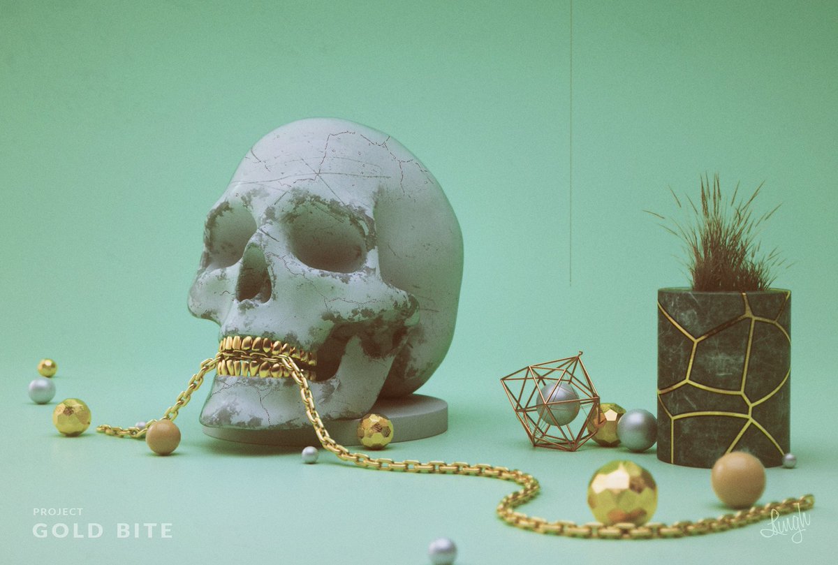 L_Singh_'s tweet photo. #SundayFunday project #GoldBite #cinema4d #octanerender #c4d #digitalart #dailyrender #gold #creativeart #ls #lsingh https://t.co/GBxjj5e9k5