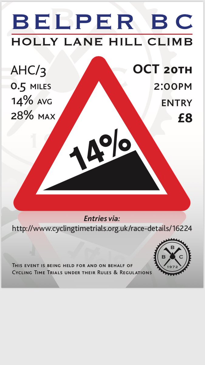 Timtedglenie's tweet photo. Looking to tick off another @100Climbs of the Midlands?  Then why not enter the Belper BC Holly Lane hill climb https://t.co/DwxHypQqPj