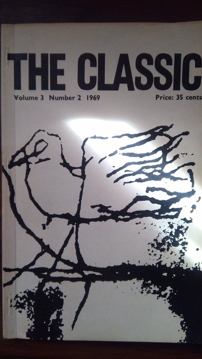 AfricanPicker's tweet photo. Pick of the Day: The Classic Vol 3 No. 2 edited by Nadine Gordimer and Audrey Cobden. It was published in 1969. This copy will be 50 years in 2019. This copy is very close to me because it featured  five poems of young Mafika Gwala at 23 years. Njabulo Simakahle Ndebele was 20. https://t.co/huQzJXTq3O