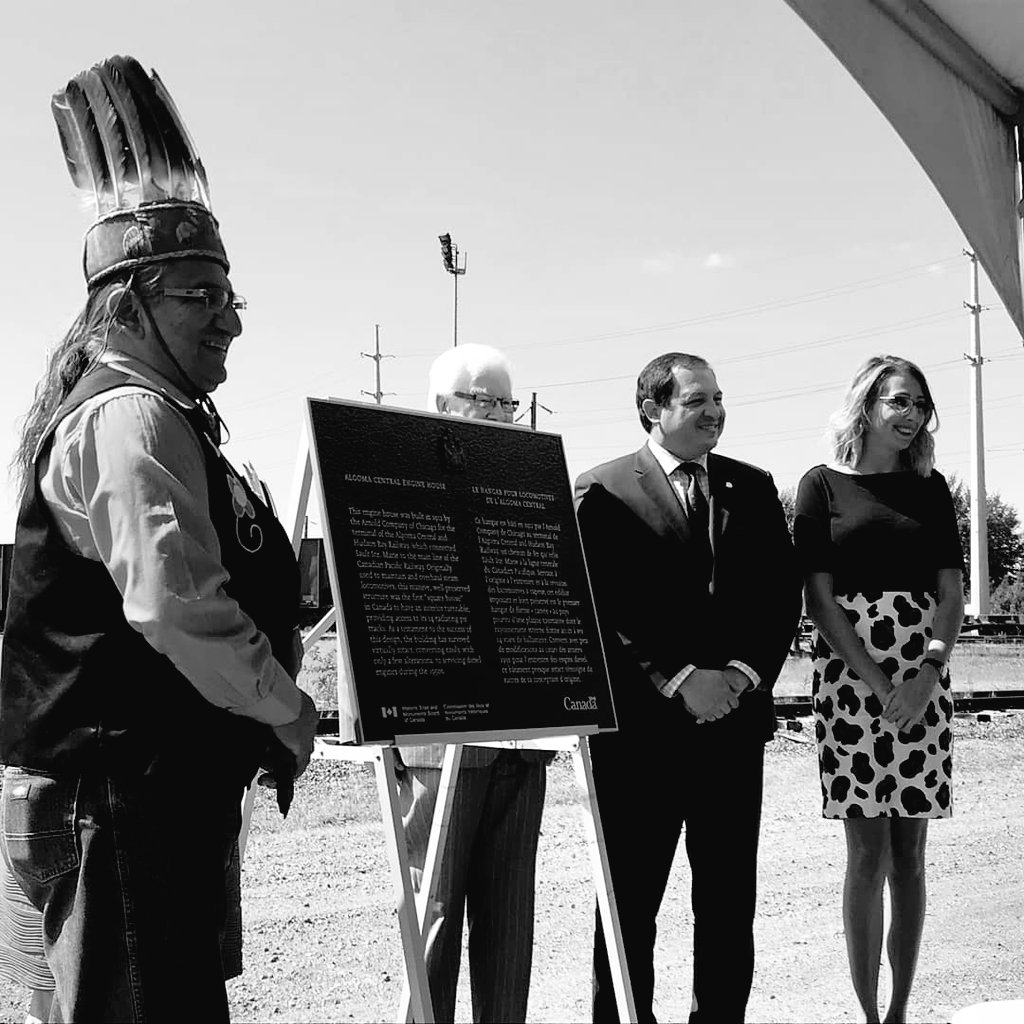JuliaPiskiewicz's tweet photo. It was my honour &amp; pleasure to give the historical address at the #nationalhistoricsite plaque unveiling for the Algoma Central Engine House this past Thursday. #saultstemarie #saultnews #saulthistory #history #heritage #parkscanada #MuseumDirector @CitySSM @ParksCanada https://t.co/TF77Fo4utz