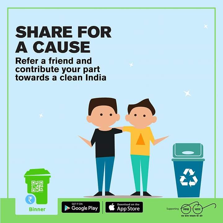 Sharing is caring for you city. Download and refer to win instant reward points to keeping your surroundings clean. #BeABinner
Google Play: bit.ly/2Fy2q5N 
Apple App Store: apple.co/2uw0152