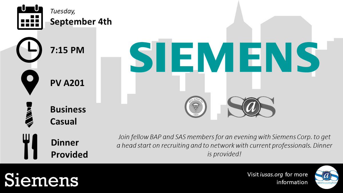 Join us Tuesday at 7:15 P.M. in PV A201 for a professional event with <a href="/Siemens/">Siemens</a>