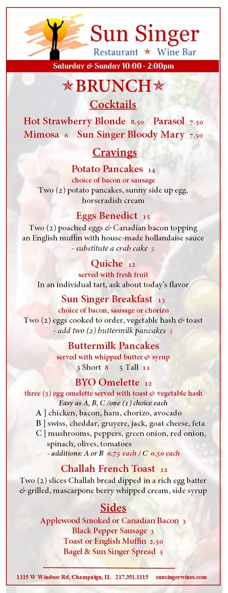 Sun_Singer's tweet photo. BRUNCH at Sun Singer from 10A until 2P!!  #cu4brunch #chambana #eatsunsinger #drinksunsinger #eatlocal #drinklocal #eatcu #drinkcu https://t.co/nQV8TKFnsd