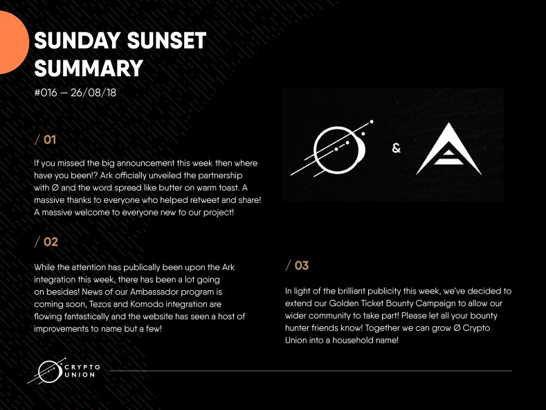 Cryptocracy18's tweet photo. Sunday Set Summary 
#OCRYPTOUNION 

$ARK $KMD
#Tezos $xtz 
#Øpay #Øpool https://t.co/yOZR3YnXXi