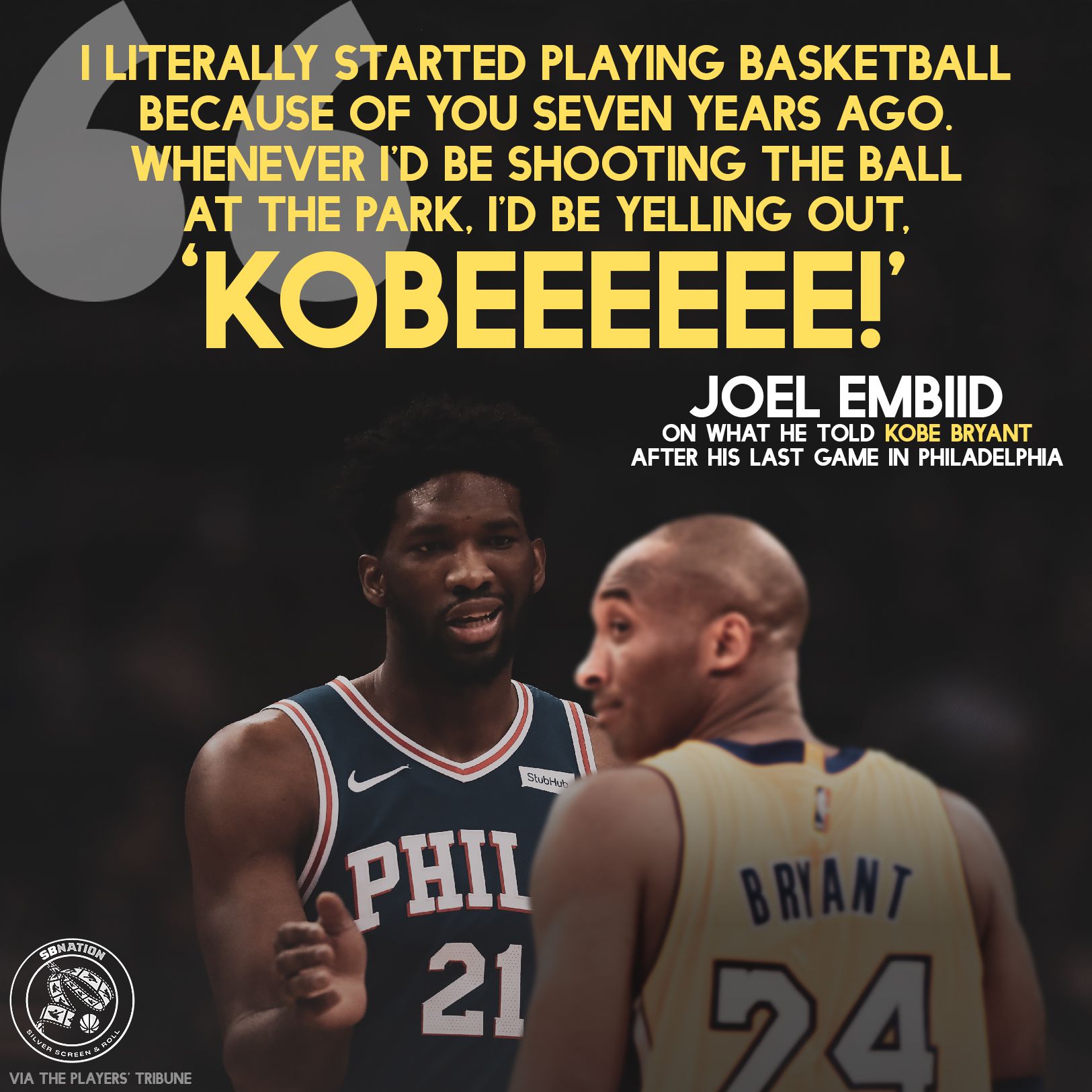 Silver Screen Roll On Twitter Kobe Bryant Fan Joel Embiid