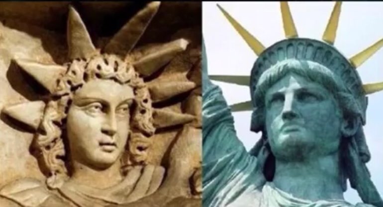 French artist went to Egypt for inspiration in 1878. Here is where Lady Liberty came from. Cybele riding her chariot. The black meteorite “Fell from heaven”? And a side by side comparison.  @POTUS  #QArmy  #QAnon  #WWG1WGA  #StatueofLiberty