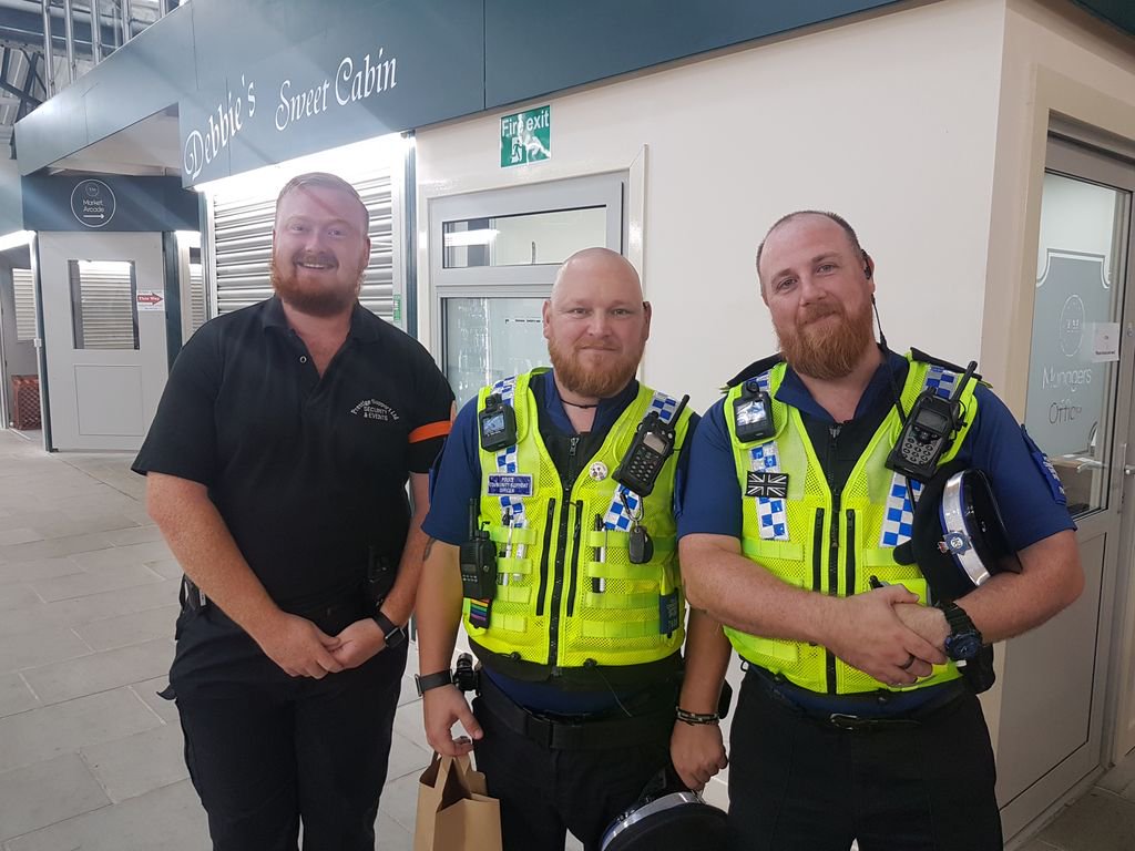 TrinityMarket1's tweet photo. We have the ginger triplets keeping us safe in Old Town today! 😊
#freedomfest2018 https://t.co/fH4SNFWsJL