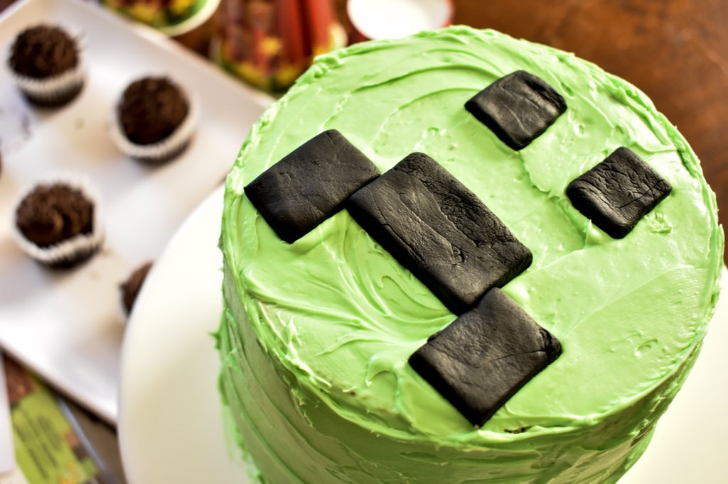 Check out my #diy Creeper Cake I made for Jaycob’s Birthday!! Do you make your own cakes or prefer to buy them done? 
.
.
.
#minecraft #minecraftcake #cake #birthdaycake #boysbirthday #creepercake